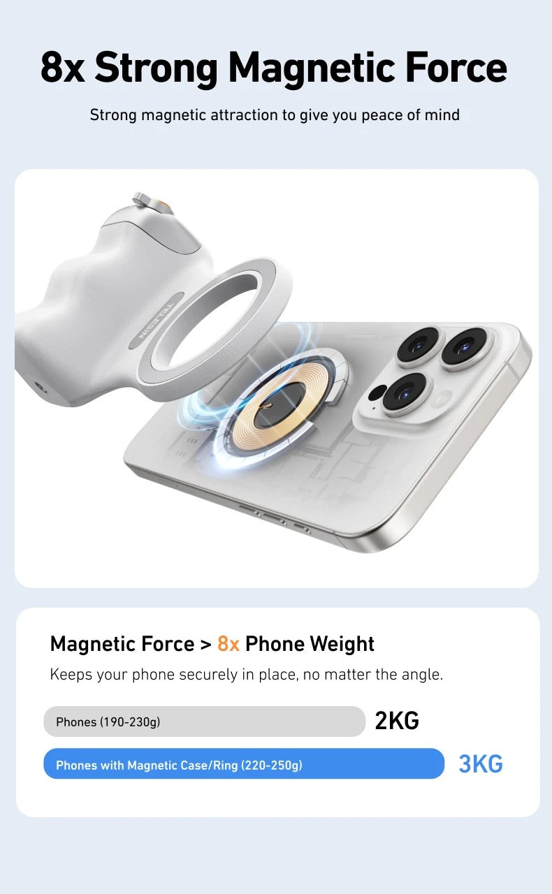 TELESIN Magnetic Camera Grip with Remote & Fill Light for Smartphones