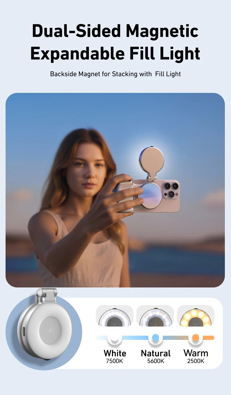 TELESIN Magnetic Camera Grip with Remote & Fill Light for Smartphones
