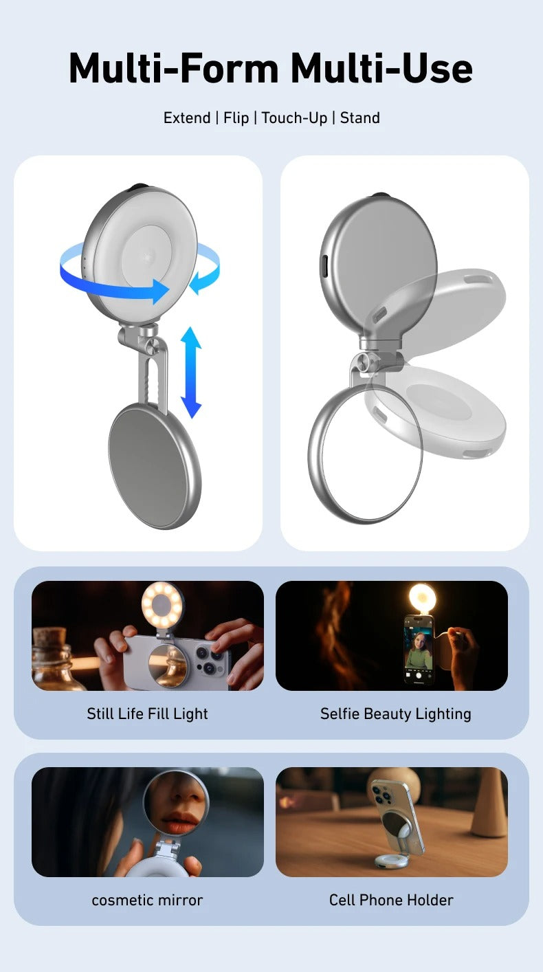 TELESIN Magnetic Camera Grip with Remote & Fill Light for Smartphones