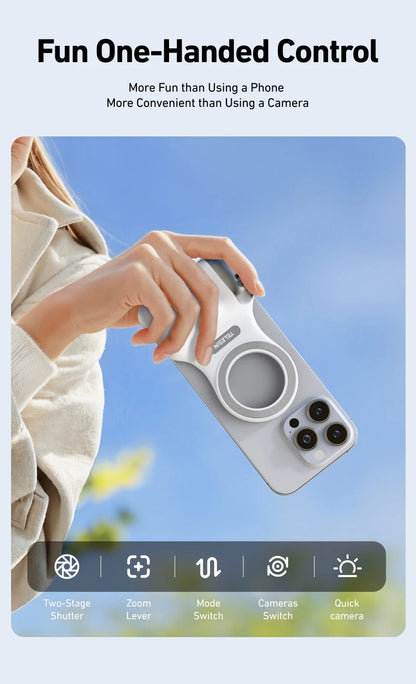 TELESIN Magnetic Camera Grip with Remote & Fill Light for Smartphones