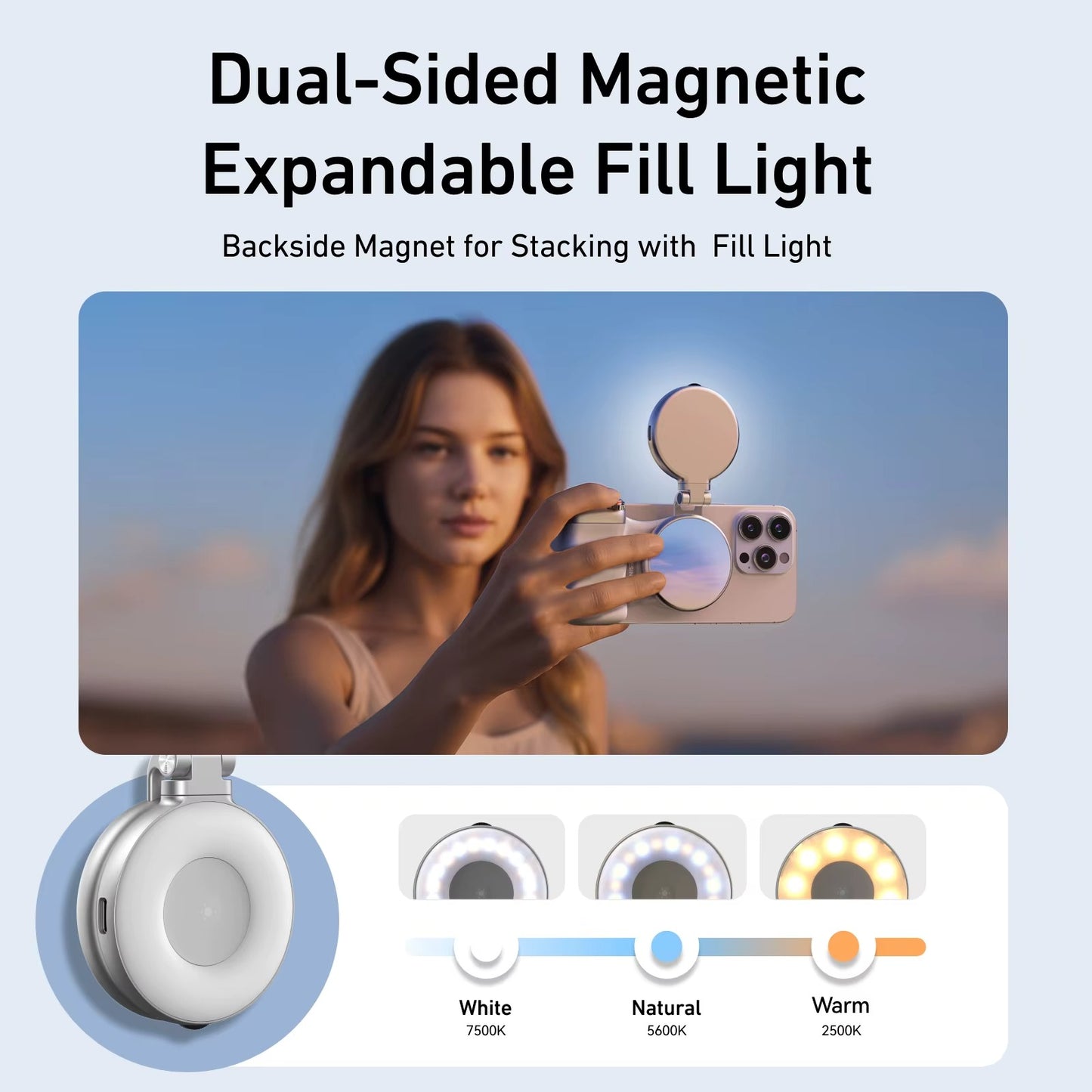 TELESIN Magnetic Camera Grip with Remote & Fill Light for Smartphones