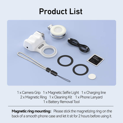 TELESIN Magnetic Camera Grip with Remote & Fill Light for Smartphones